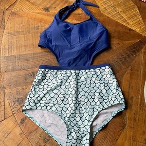 Mermaid print one piece / monokini Size small!
